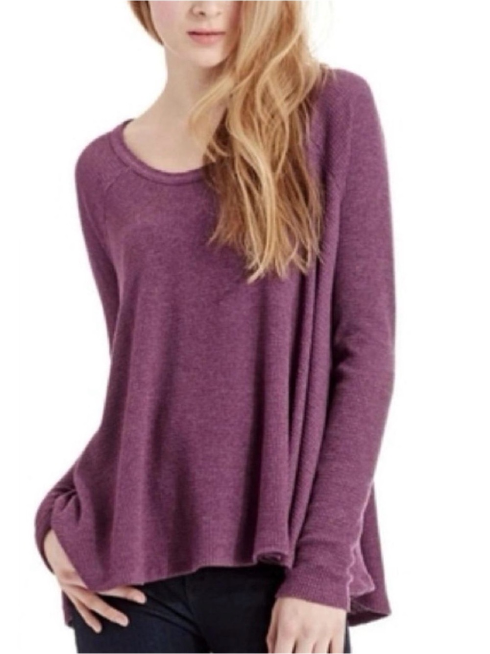Free People We The Free Women’s Medium Purple Waffle Knit Thermal Top